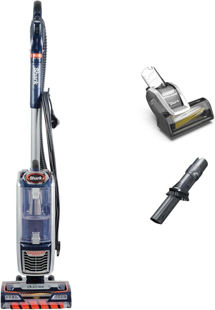Shark Corded Upright Vacuum Cleaner,0.83L, Pet Model, Navy/Orange, 750W | with Anti Hair Wrap Technology & DuoClean, Powered Lift-Away, LED Headlights, Anti-Allergen, 8m Cord, 3 Attachments, NZ801UKT