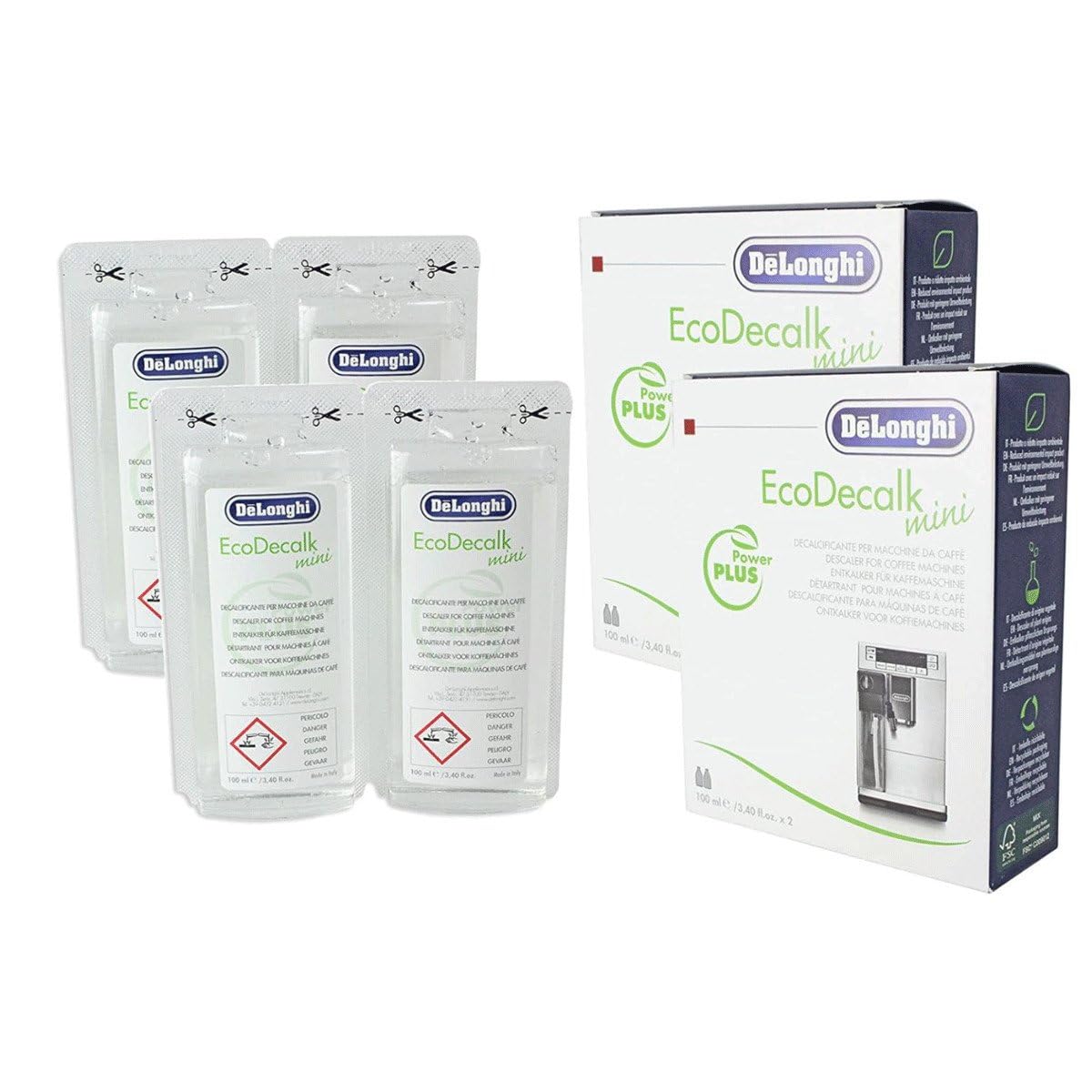 De'Longhi EcoDecalk Descaler DLSC500, 5 Decalcification Doses, Coffee Machine Descaler, Coffee Machine Maintenance Accessory, Plant-Based Ingredients, Bottle with 5 Doses, 500ml