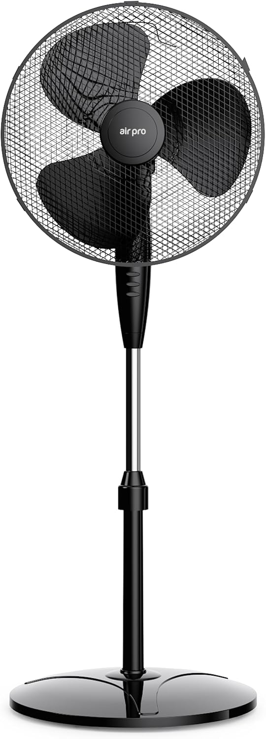 Air Pro 16" Pedestal Fan Oscillating Fan Air Cooling & Electric Fan Circulator 50” Tall Adjustable Height Cooling Fan 3 Speeds 70° Oscillation Variable Tilt Suitable for Home Office, Bedroom, Kitchen