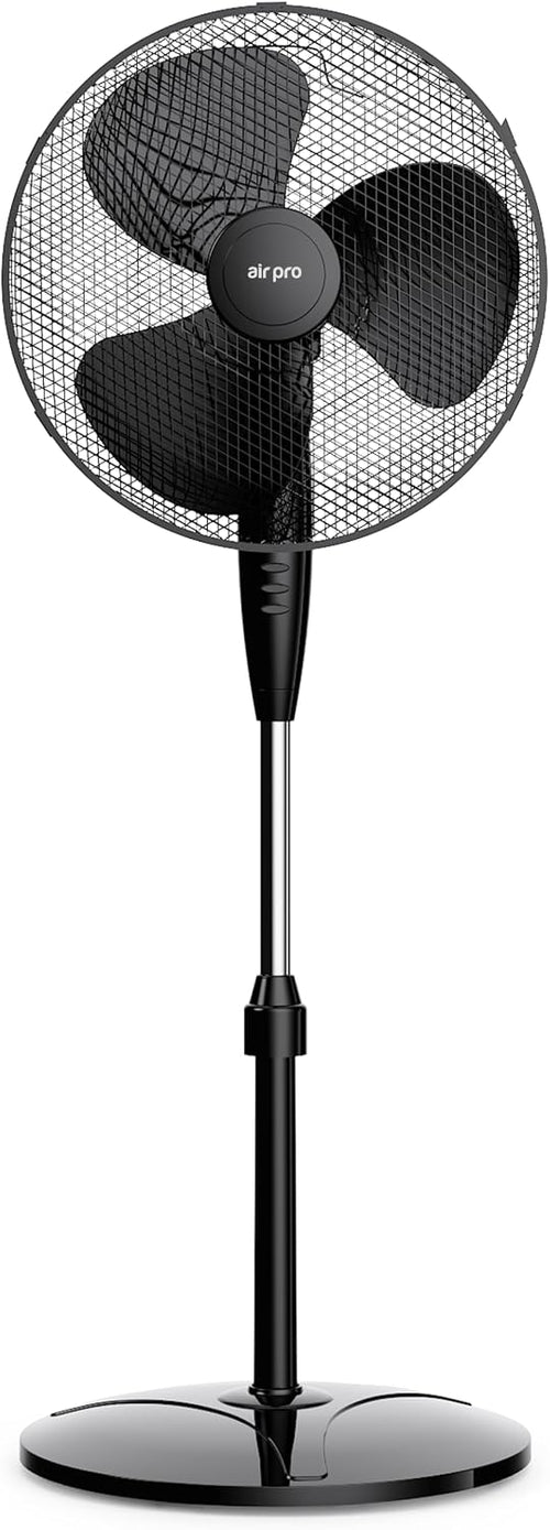 Air Pro 16" Pedestal Fan Oscillating Fan Air Cooling & Electric Fan Circulator 50” Tall Adjustable Height Cooling Fan 3 Speeds 70° Oscillation Variable Tilt Suitable for Home Office, Bedroom, Kitchen