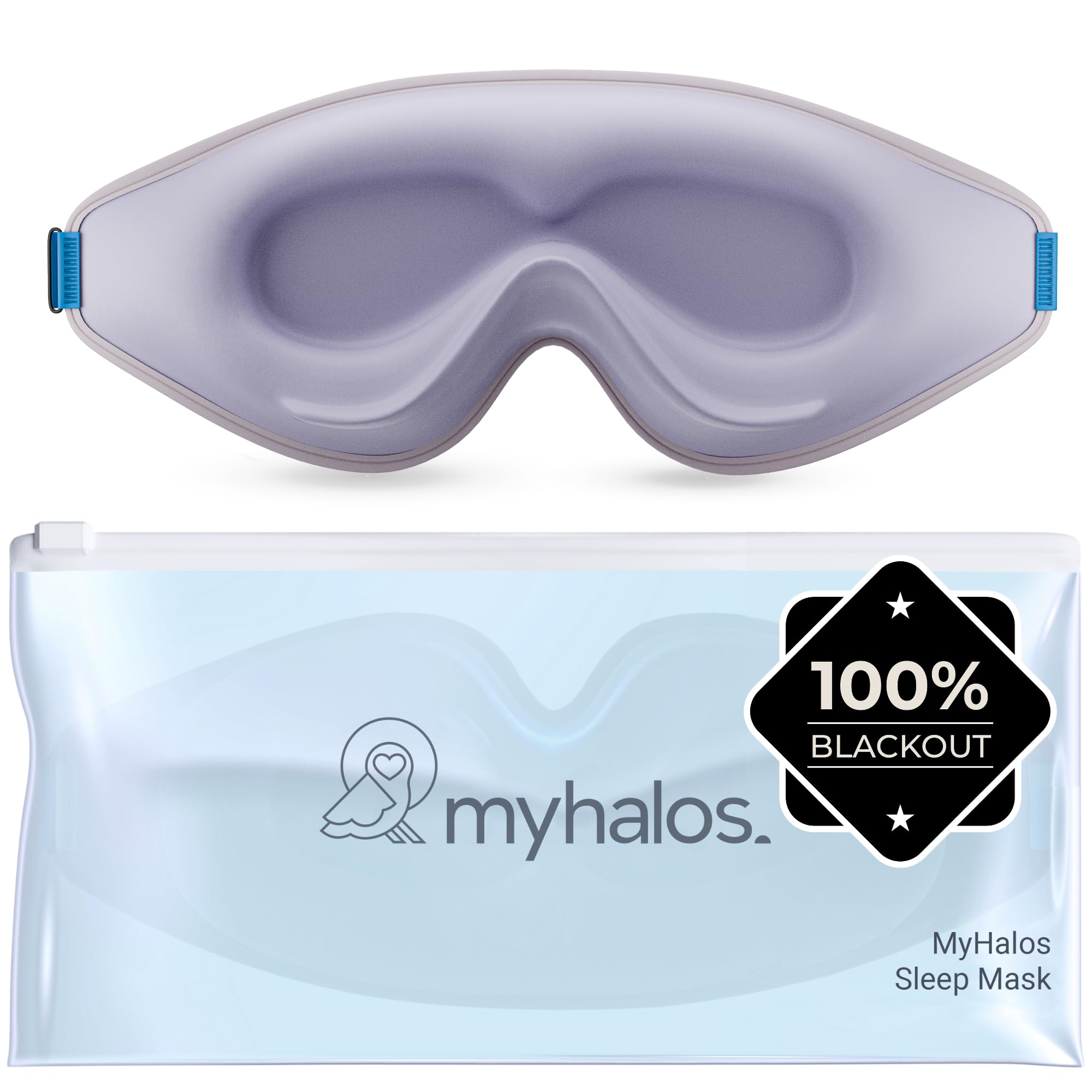 MyHalos Blackout Sleep Mask, Eye Mask for Sleeping, Zero Pressure, Travel | 3D Sleeping Mask, Sleep Eye Mask, Blindfold, Soft & Breathable sleep masks, Includes Storage Pouch, Black