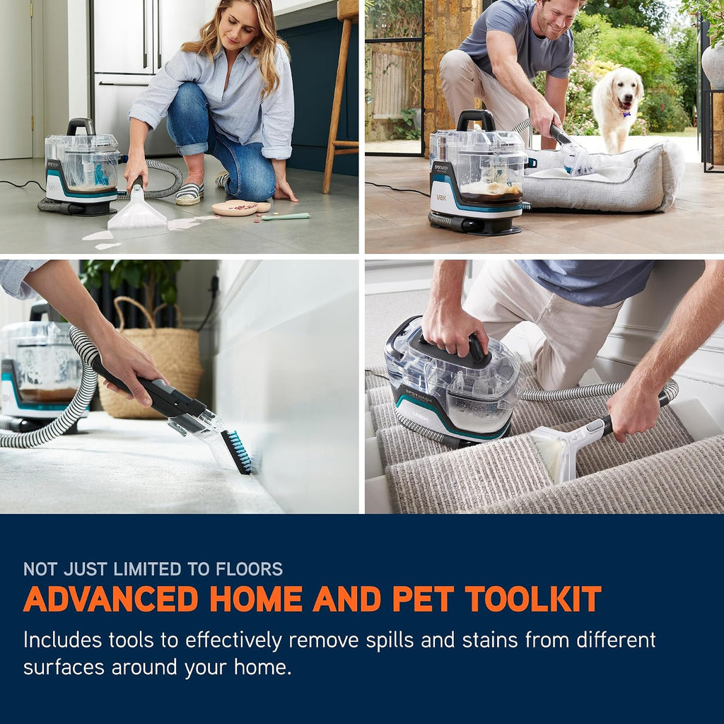 Vax Spotwash Home Pet-Design Upholstery & Carpet Spot Cleaner CDSW-MPXA | Multi-surface carpet cleaner machine for everyday stains, ideal for pet messes, included tools & solutions, 4.5kg, 1.1L