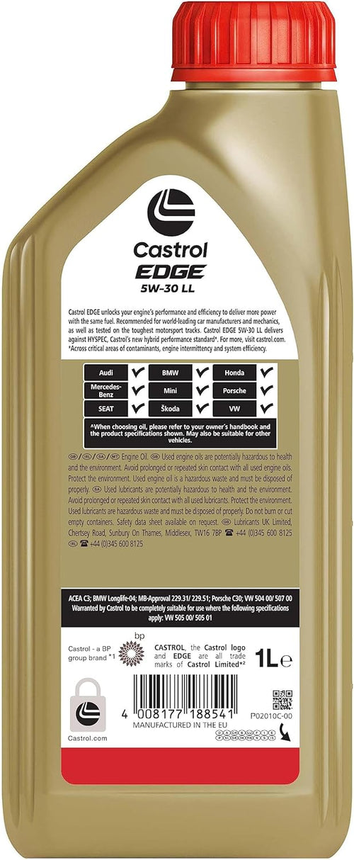 Castrol EDGE 5W-30 LL Advanced Full Synthetic Engine Oil, 1L