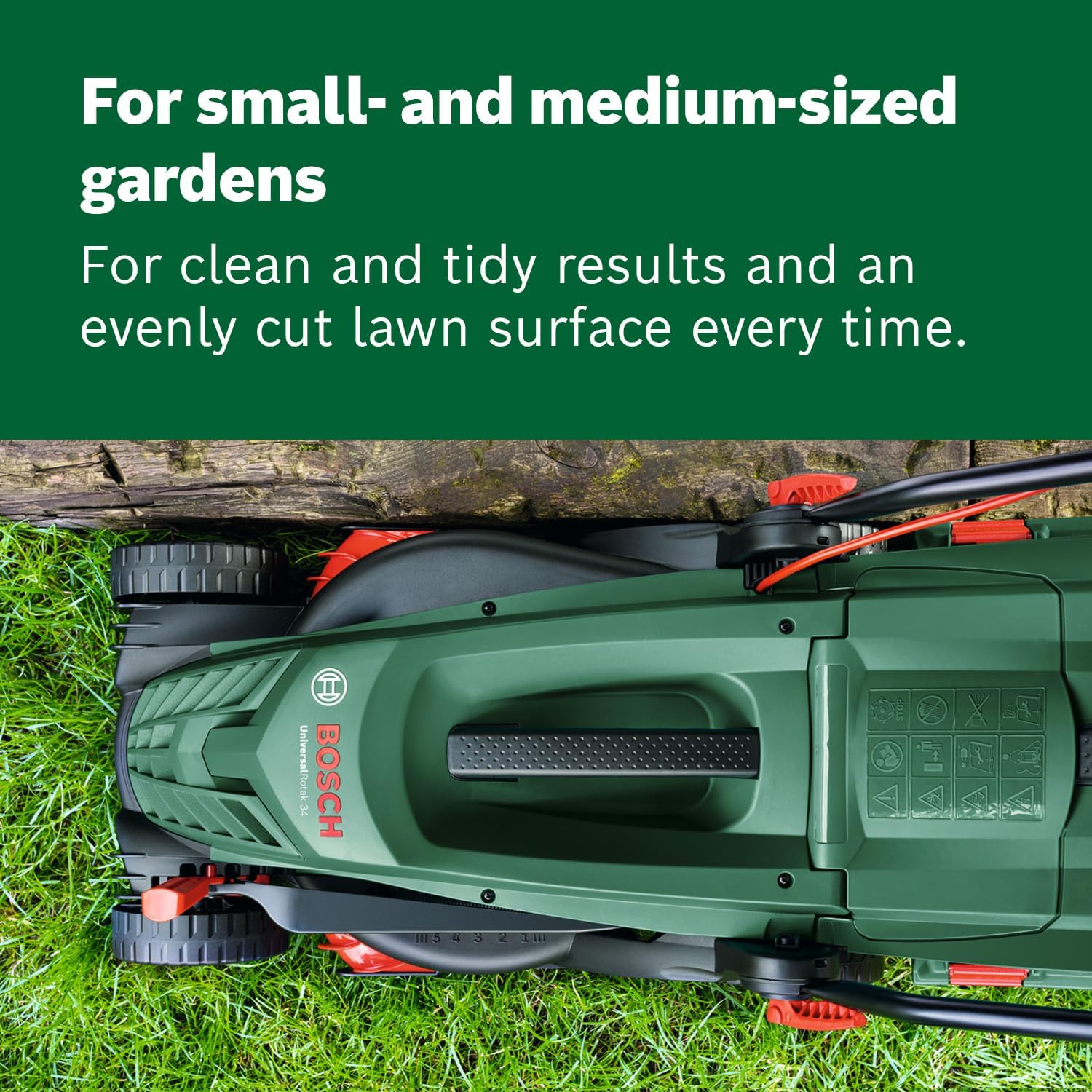 Bosch Corded Lawnmower UniversalRotak 34-410 (230 V, cutting width: 34 cm, 40-litre grass box, with GrassCombs)