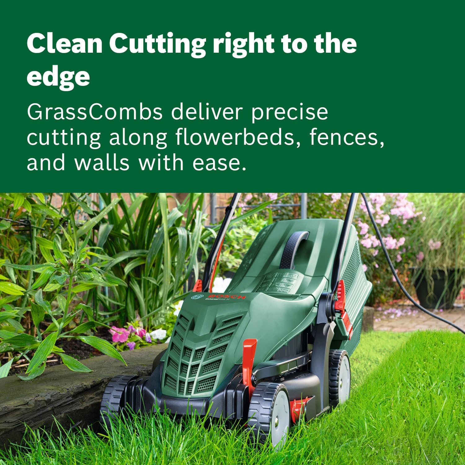 Bosch Corded Lawnmower UniversalRotak 34-410 (230 V, cutting width: 34 cm, 40-litre grass box, with GrassCombs)