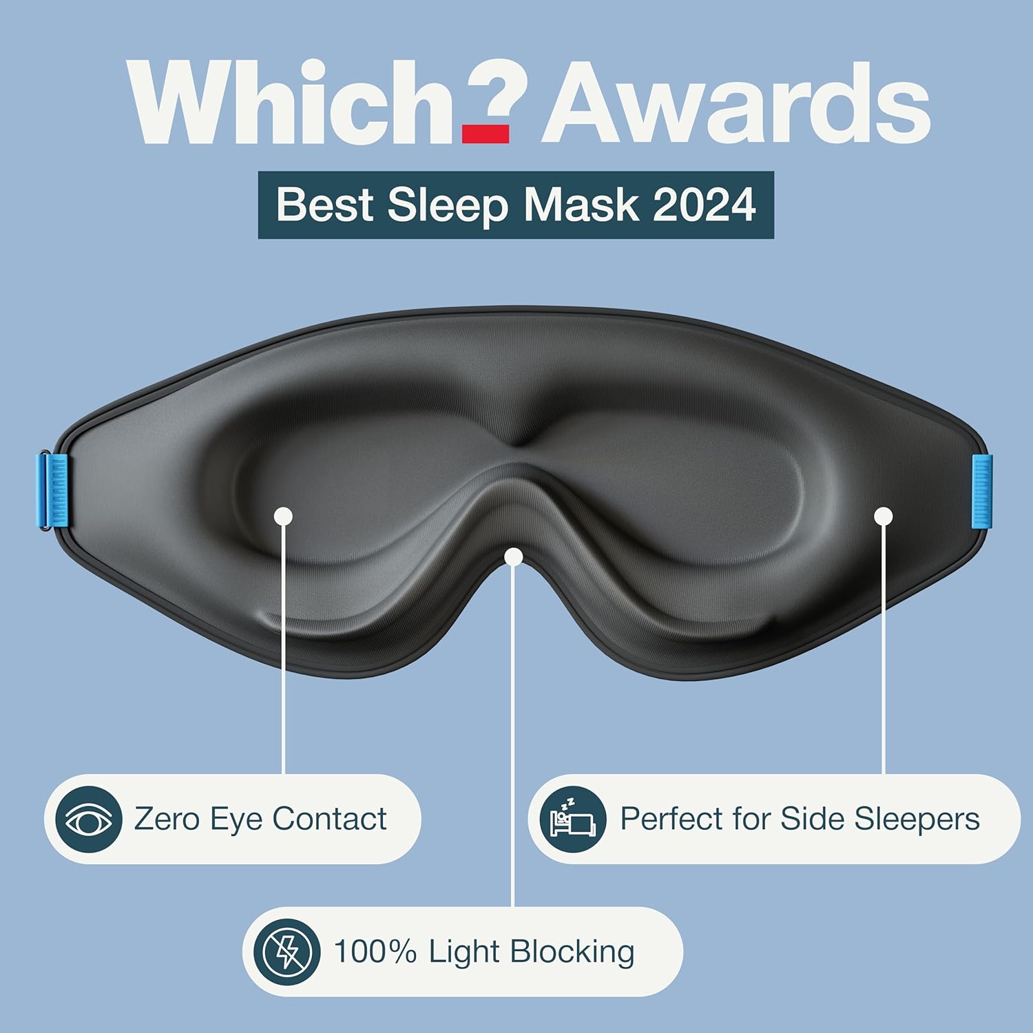 MyHalos Blackout Sleep Mask, Eye Mask for Sleeping, Zero Pressure, Travel | 3D Sleeping Mask, Sleep Eye Mask, Blindfold, Soft & Breathable sleep masks, Includes Storage Pouch, Black