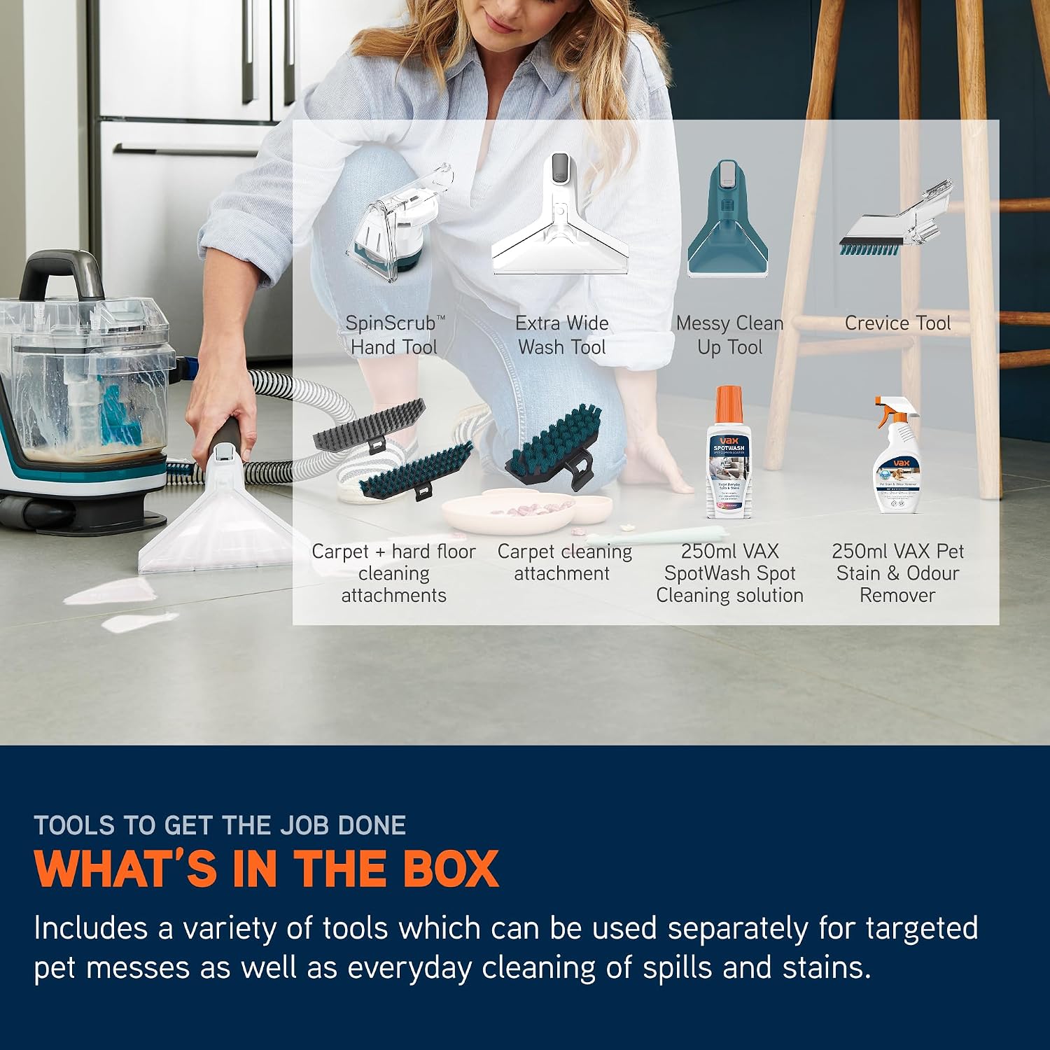 Vax Spotwash Home Pet-Design Upholstery & Carpet Spot Cleaner CDSW-MPXA | Multi-surface carpet cleaner machine for everyday stains, ideal for pet messes, included tools & solutions, 4.5kg, 1.1L