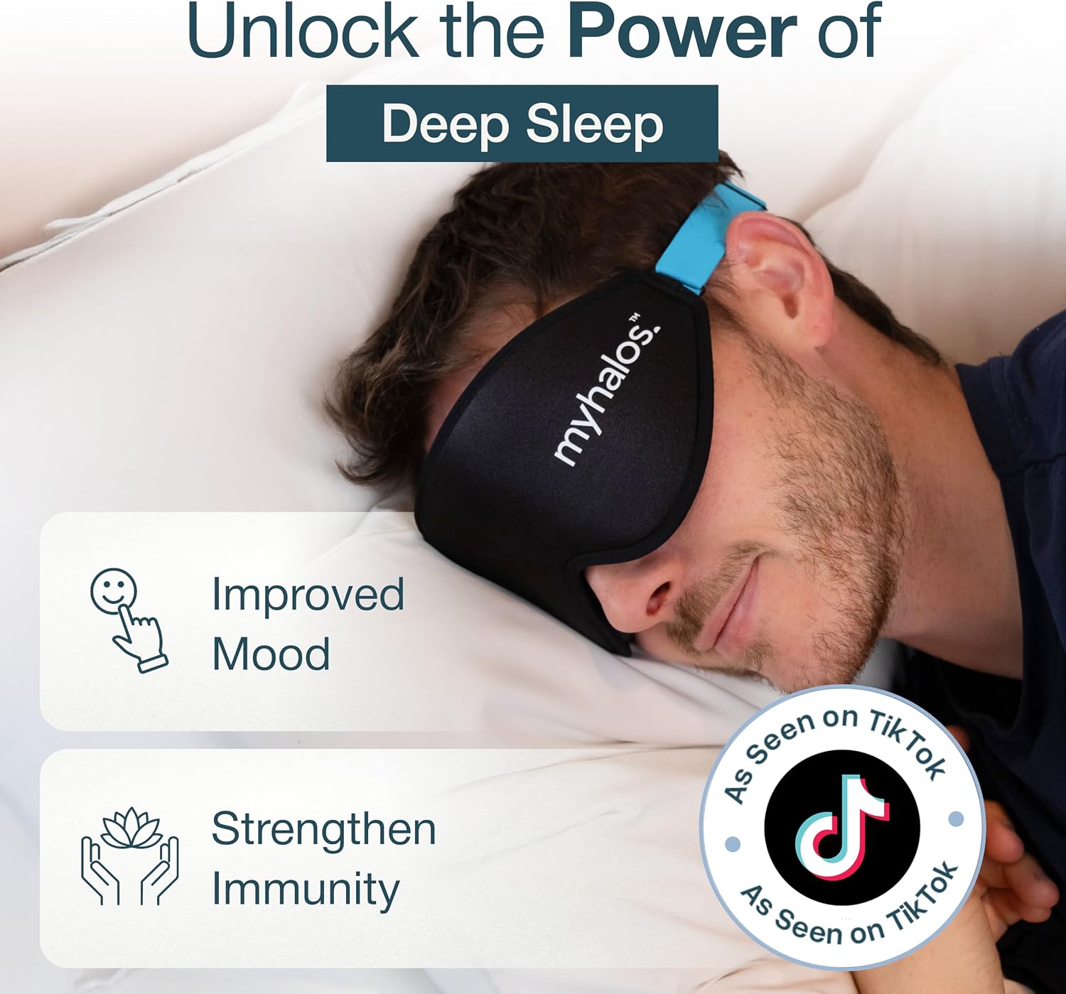 MyHalos Blackout Sleep Mask, Eye Mask for Sleeping, Zero Pressure, Travel | 3D Sleeping Mask, Sleep Eye Mask, Blindfold, Soft & Breathable sleep masks, Includes Storage Pouch, Black